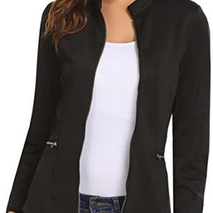 Meanor Women Collarless Zipper Blazer